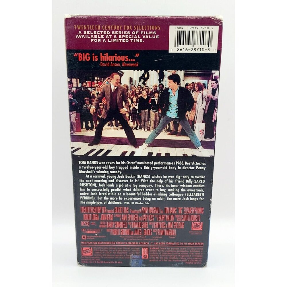 Big VHS In Great Used Condition With Original Sleeve Tom Hanks Fao Schwartz - Picture 2 of 5